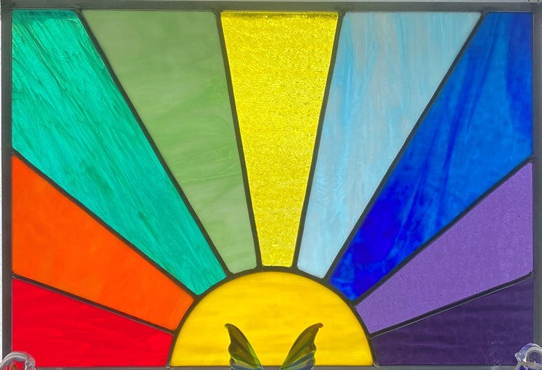 Handmade stained glass Mystical Sunrise - Large Custom Panel by Through The Pane Studios