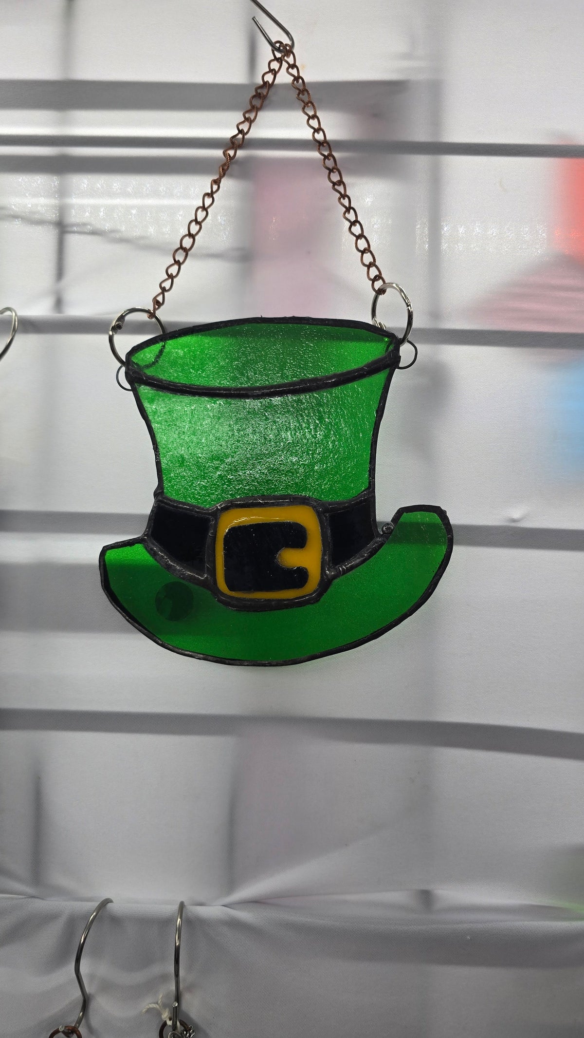 Handmade stained glass St. Patrick's Day Hat by Through The Pane Studios