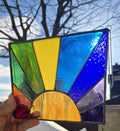 Handmade stained glass Sunshine - Colorful rays by Through The Pane Studios