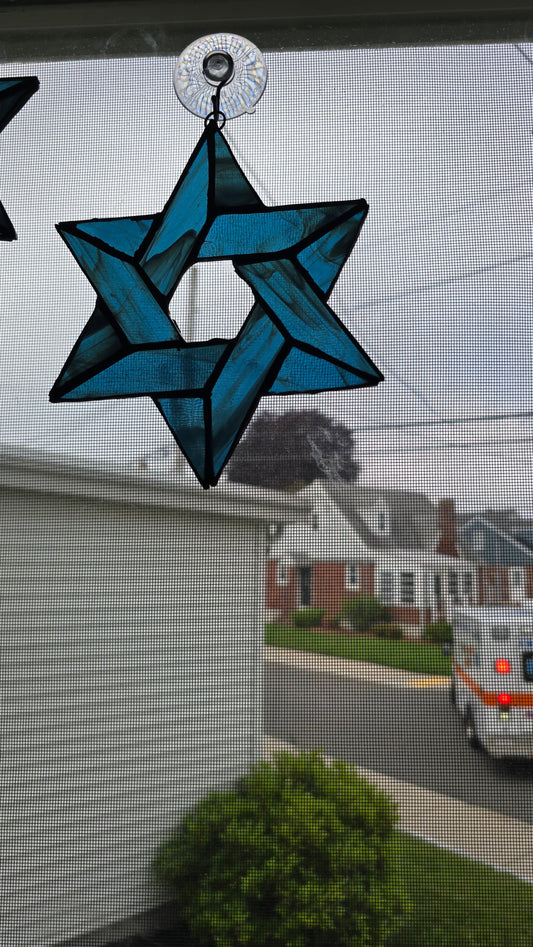 Handmade stained glass Star of David - 062025 by Through The Pane Studios