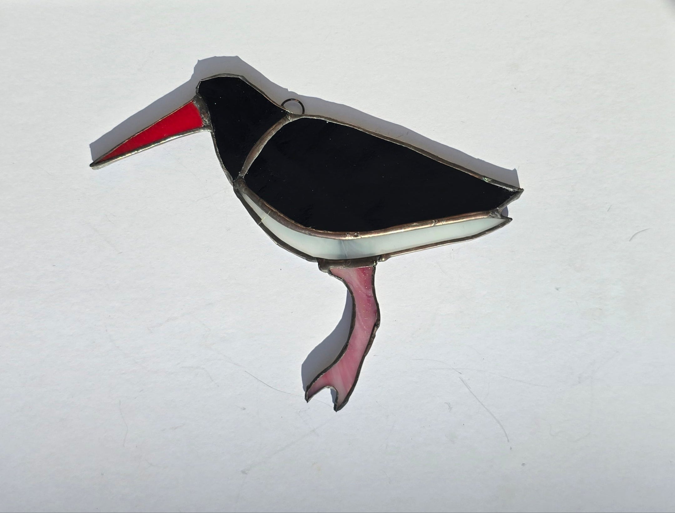 Handmade stained glass Oystercatcher v2 by Through The Pane Studios