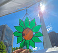 Green Petal Stained Glass Flower Ornament â€“ Handmade Nature-Inspired Suncatcher