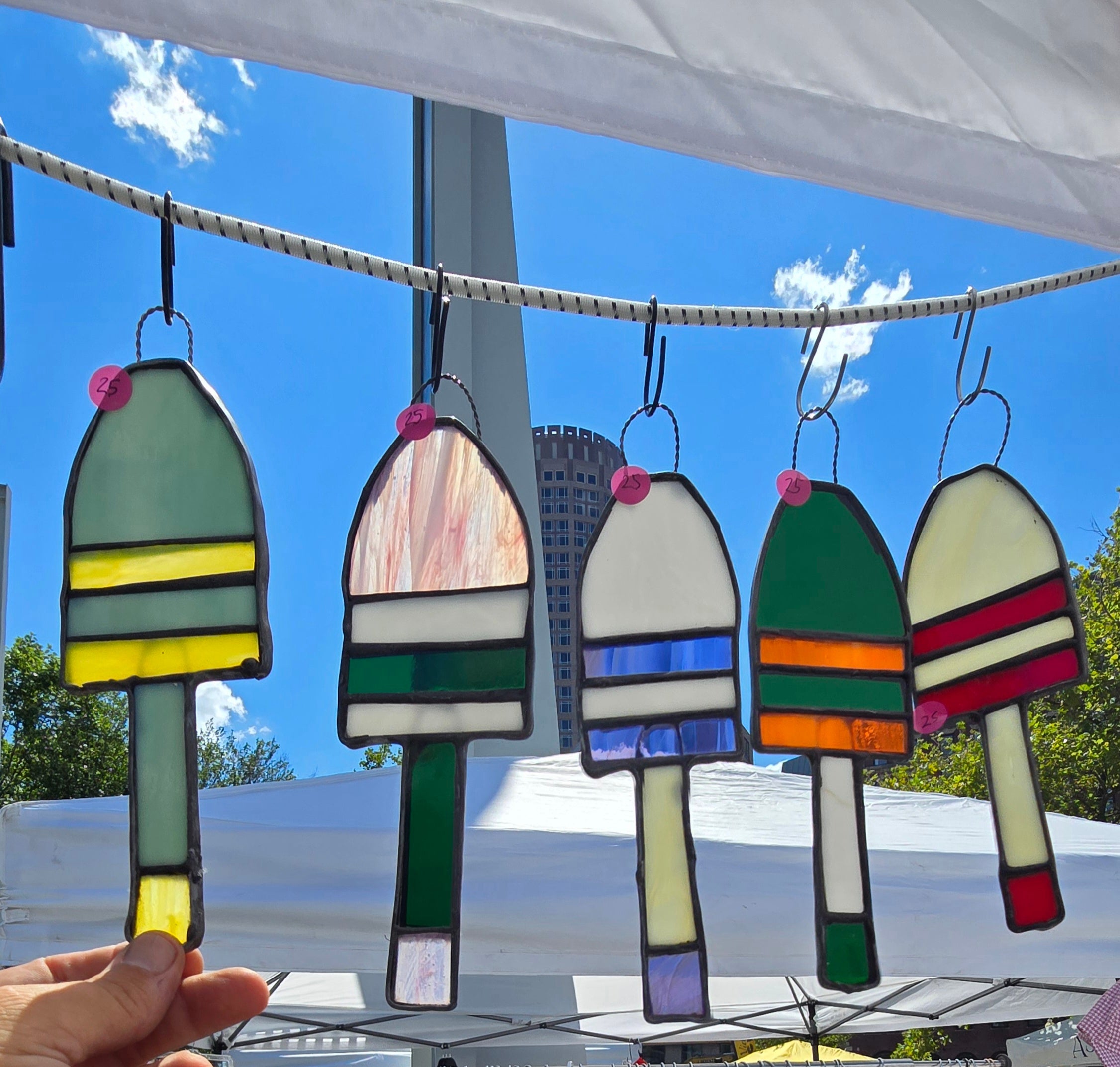 Handmade Stained Glass Buoy Suncatcher â€“ Coastal Nautical Window Decor (Custom Colors Available)