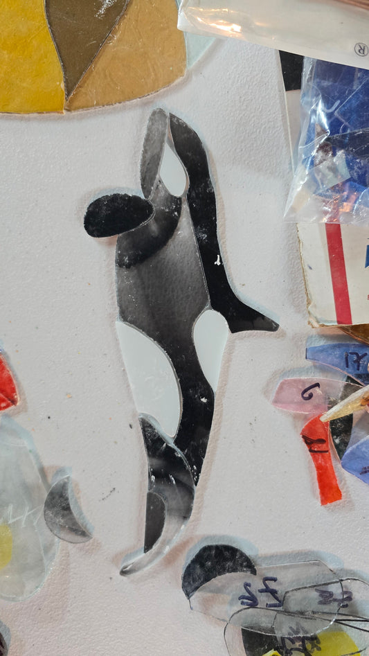 Handmade stained glass Stained Glass Orca by Through The Pane Studios