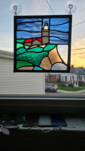 Handmade stained glass Boston Light - Hilly Version by Through The Pane Studios