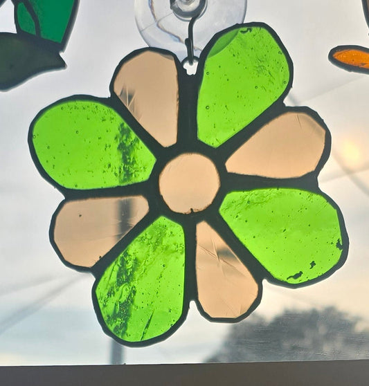 Handmade stained glass Square Flower by Through The Pane Studios