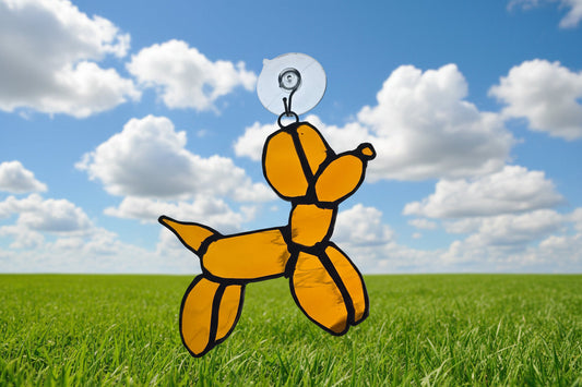 Handmade stained glass Balloon Dog by Through The Pane Studios