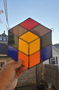 Handmade stained glass Six Sided Qbert by Through The Pane Studios
