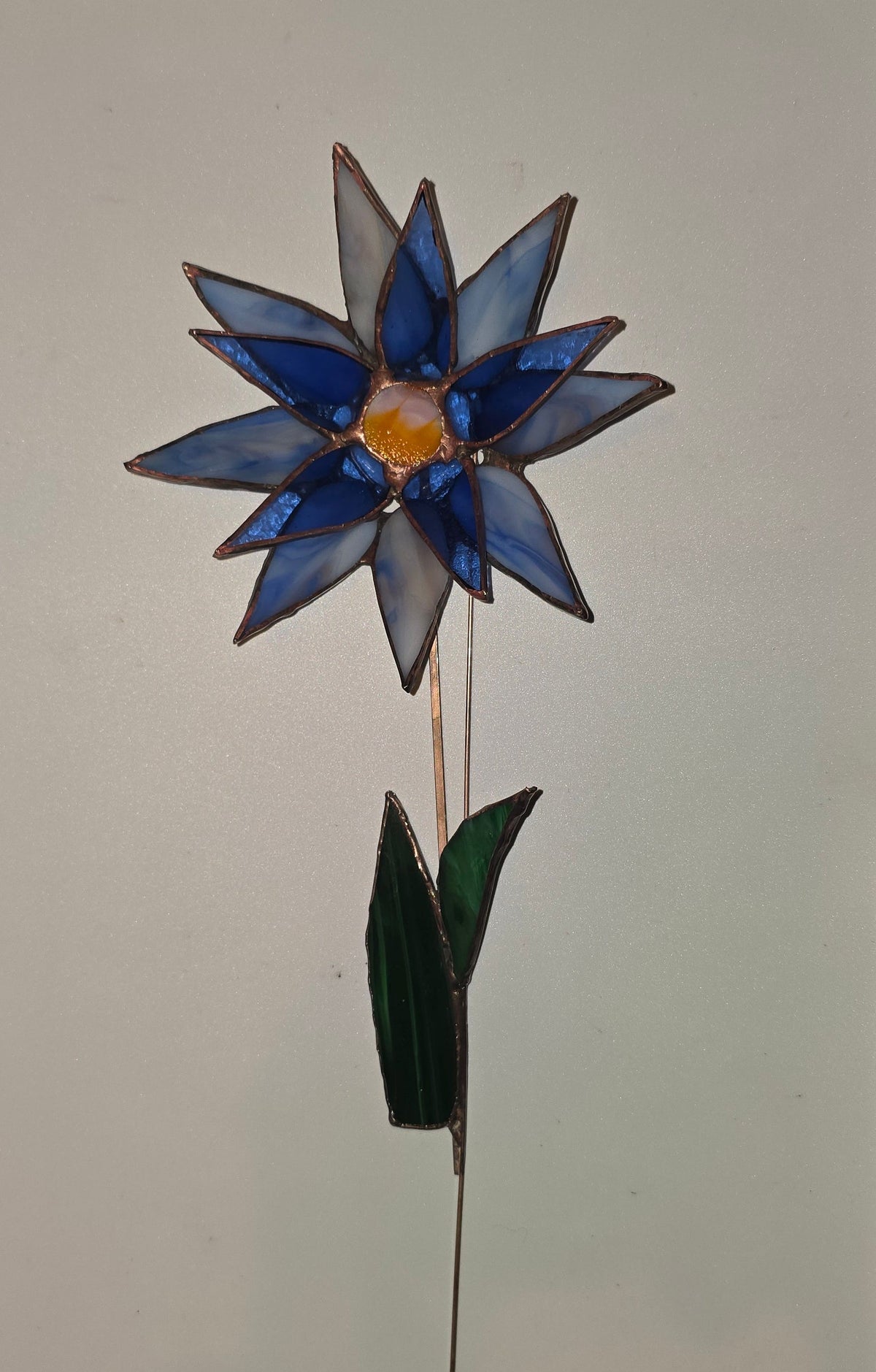 Blue Starburst Stained Glass Flower   3D Design