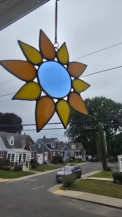 6" Stained Glass Sunburst – Yellow & Orange Rays