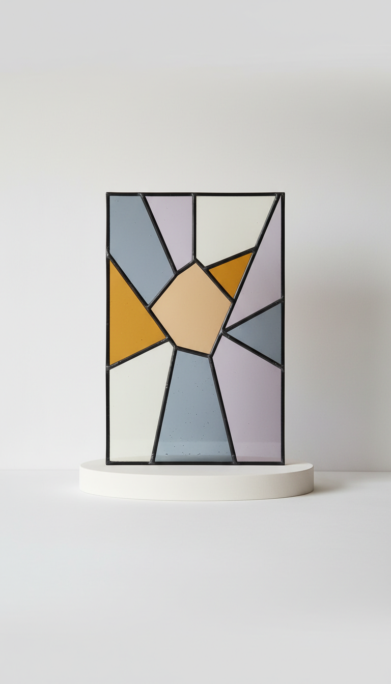 Leaded Window Hanging In Amber Hues
