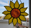 Handmade stained glass Sunflower by Through The Pane Studios