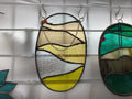 Handmade stained glass Yellow Oval by Through The Pane Studios