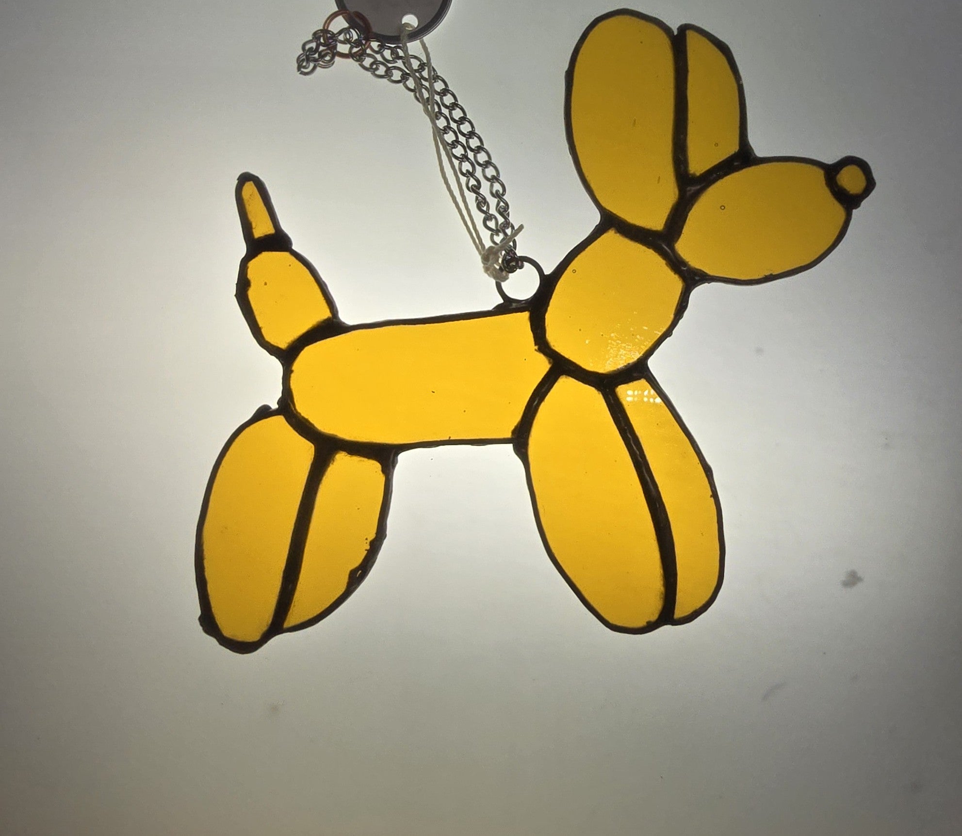 Amber Balloon Dog â€“ Stained Glass Suncatcher