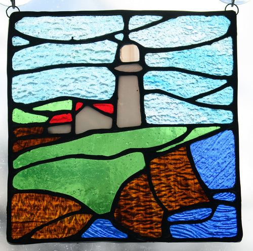 Handmade stained glass Boston Light by Through The Pane Studios