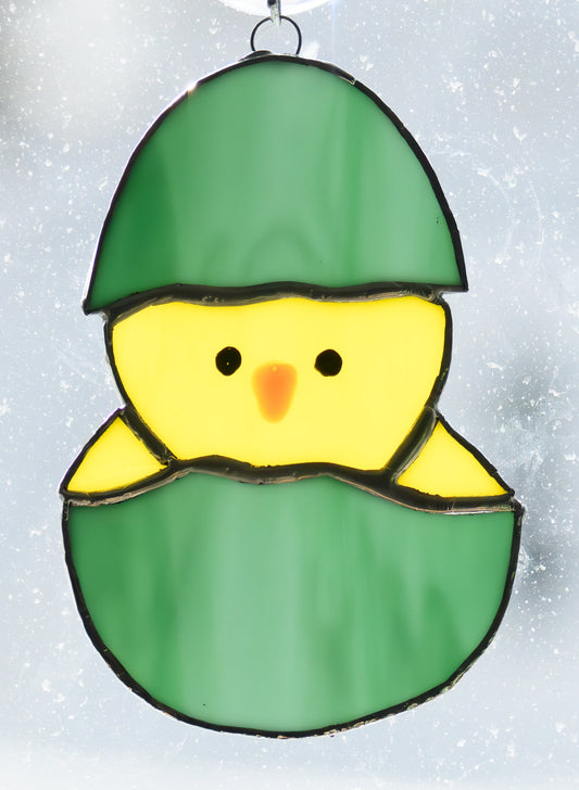 Handmade stained glass Chick in Egg - Easter by Through The Pane Studios