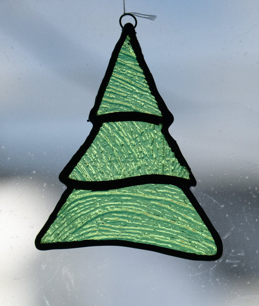 Handmade stained glass Christmas Three by Through The Pane Studios