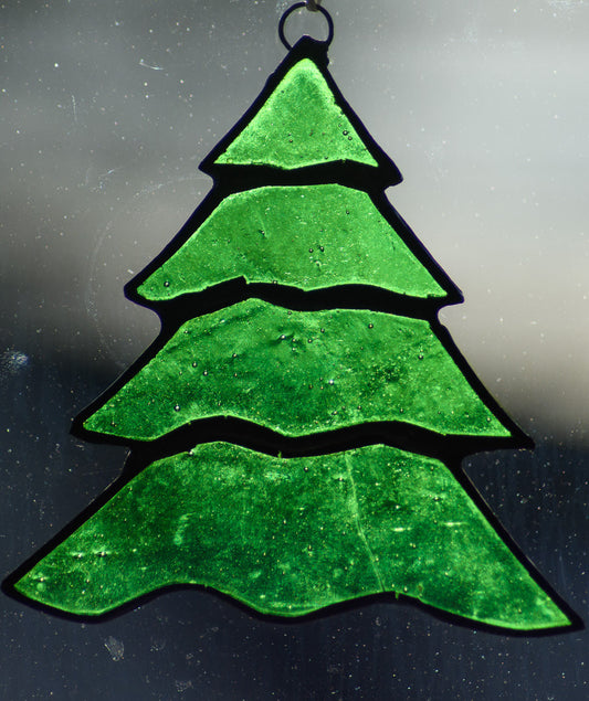Handmade stained glass Christmas Tree II by Through The Pane Studios