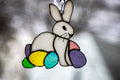 Handmade stained glass Easter Bunny with Eggs2 by Through The Pane Studios