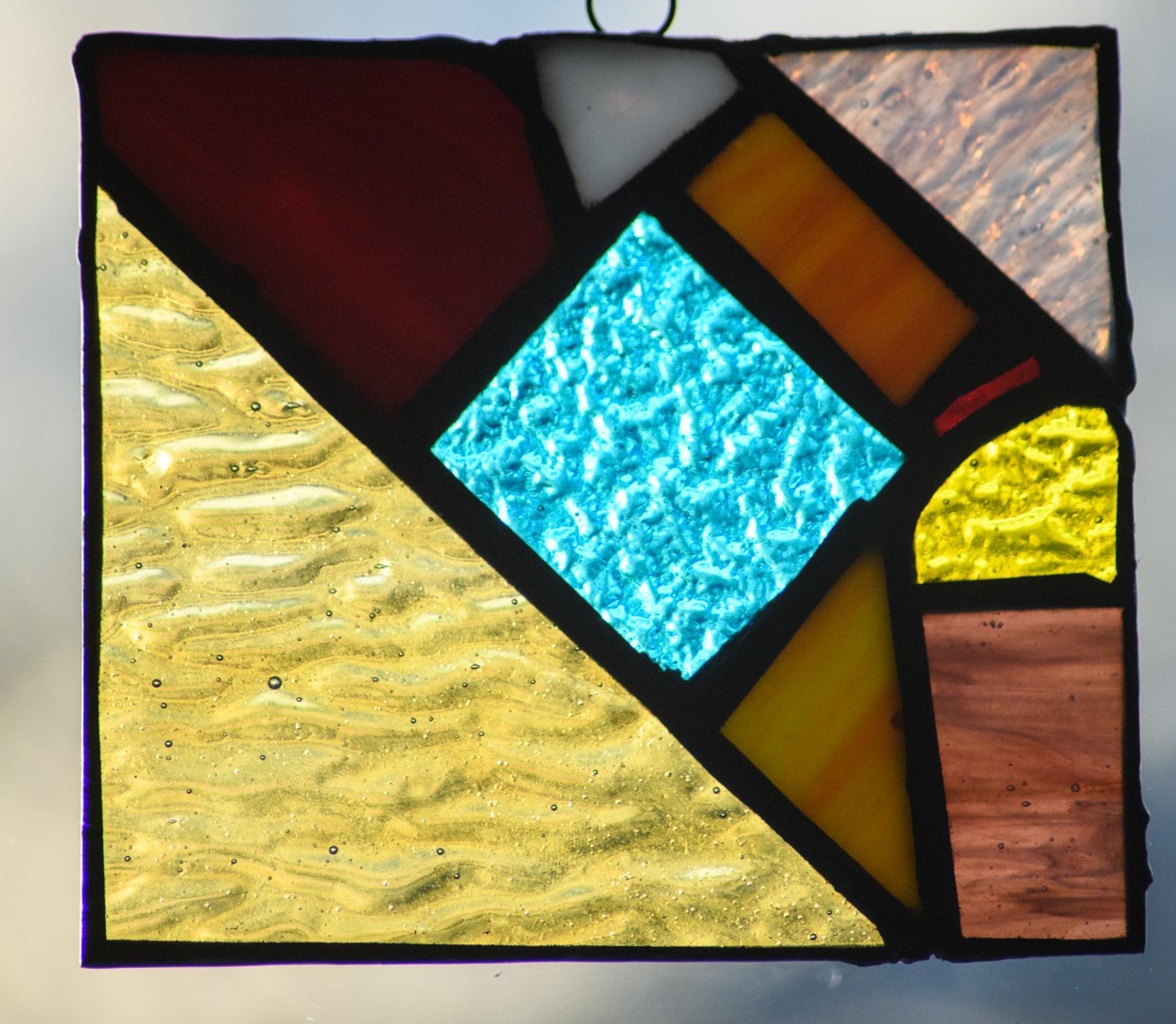 Handmade stained glass Geometic Natural by Through The Pane Studios