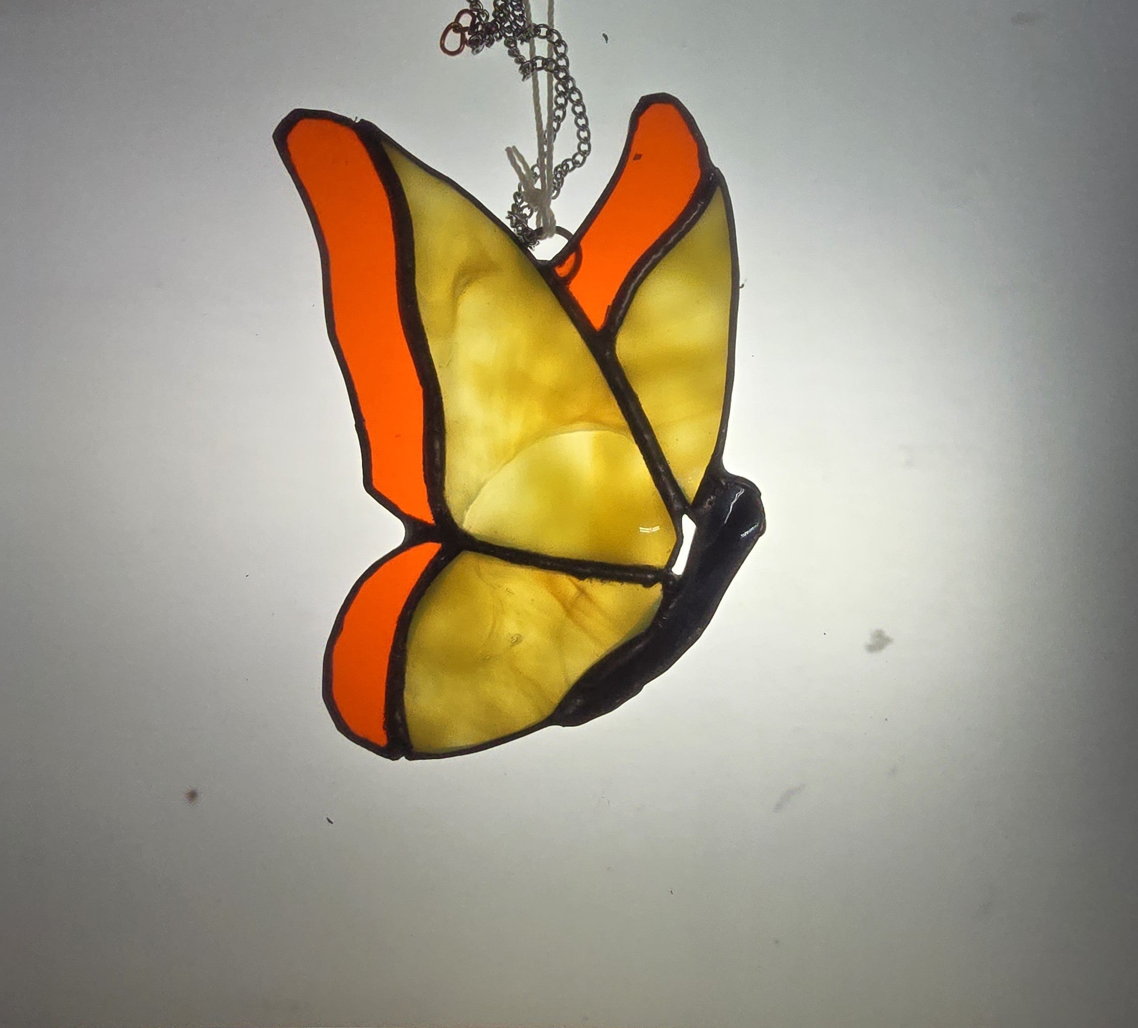Gold & Orange Butterfly â€“ Stained Glass Suncatcher