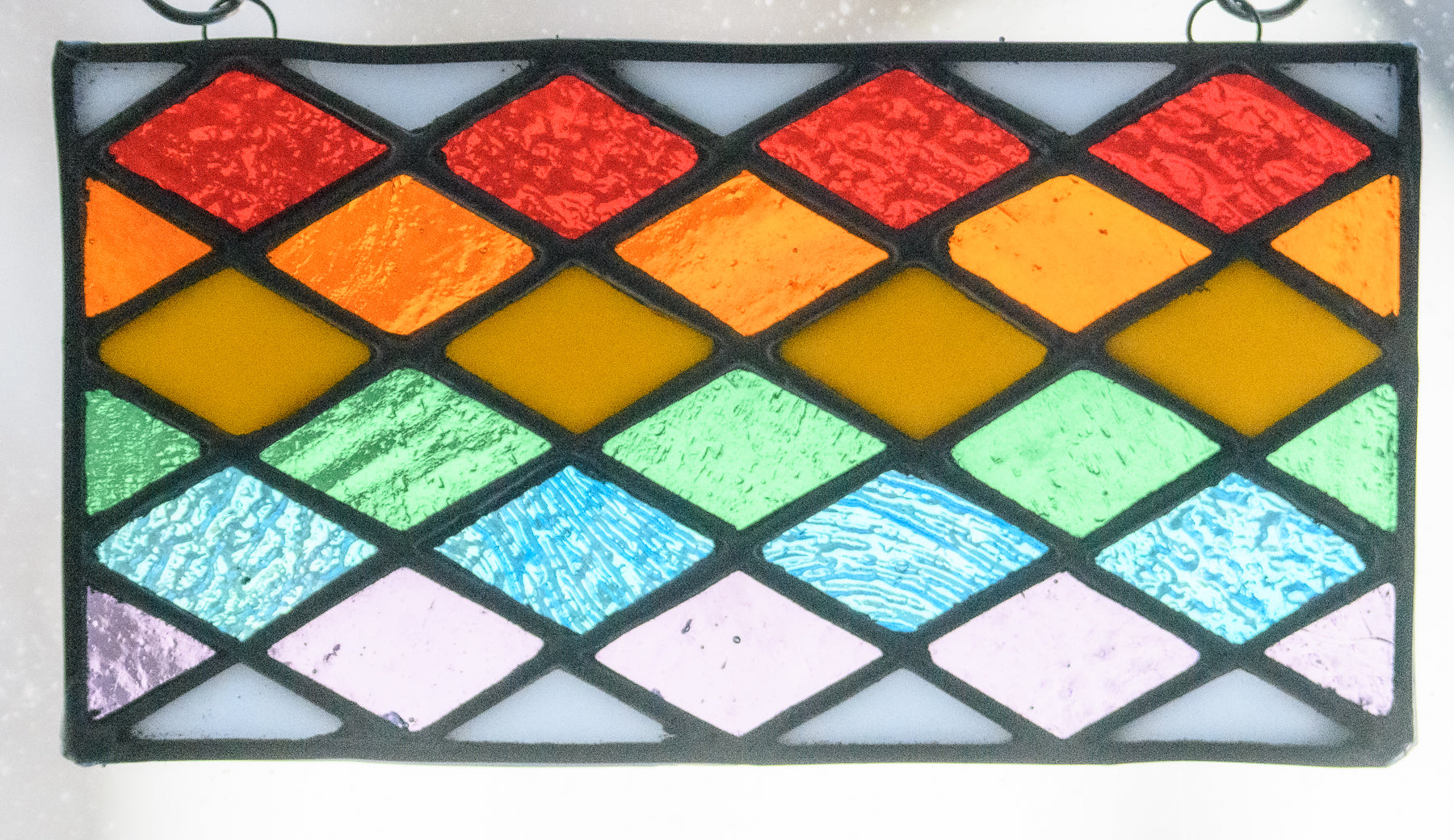 Handmade stained glass Horizontal Diamonds by Through The Pane Studios