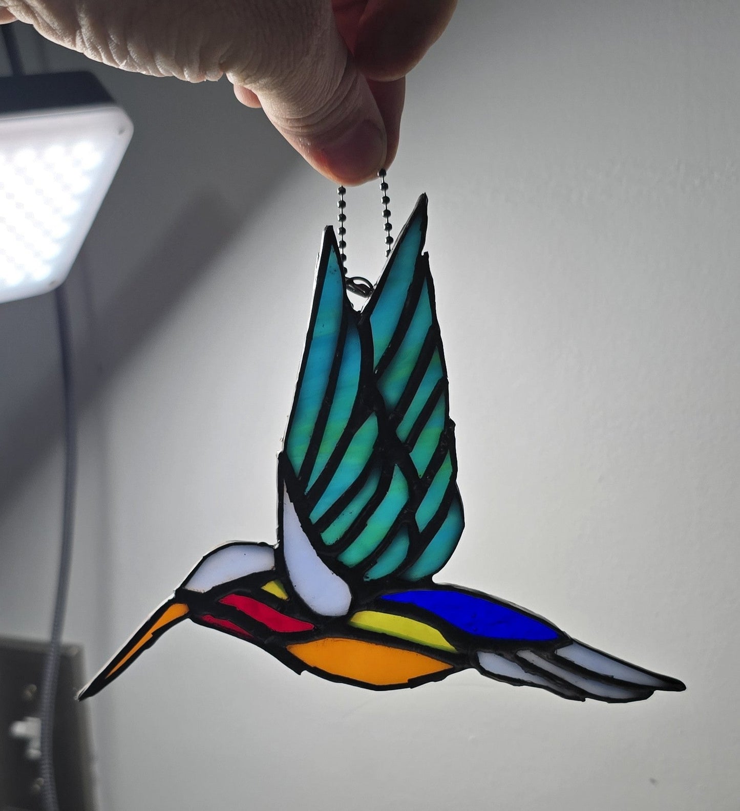 Handmade stained glass Hummingbird by Through The Pane Studios