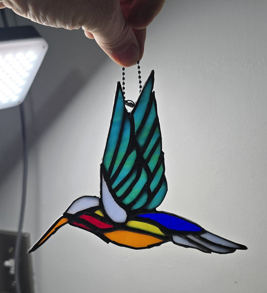 Handmade stained glass Hummingbird by Through The Pane Studios