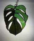 Monstera Leaf (Textured) â€“ Stained Glass Suncatcher