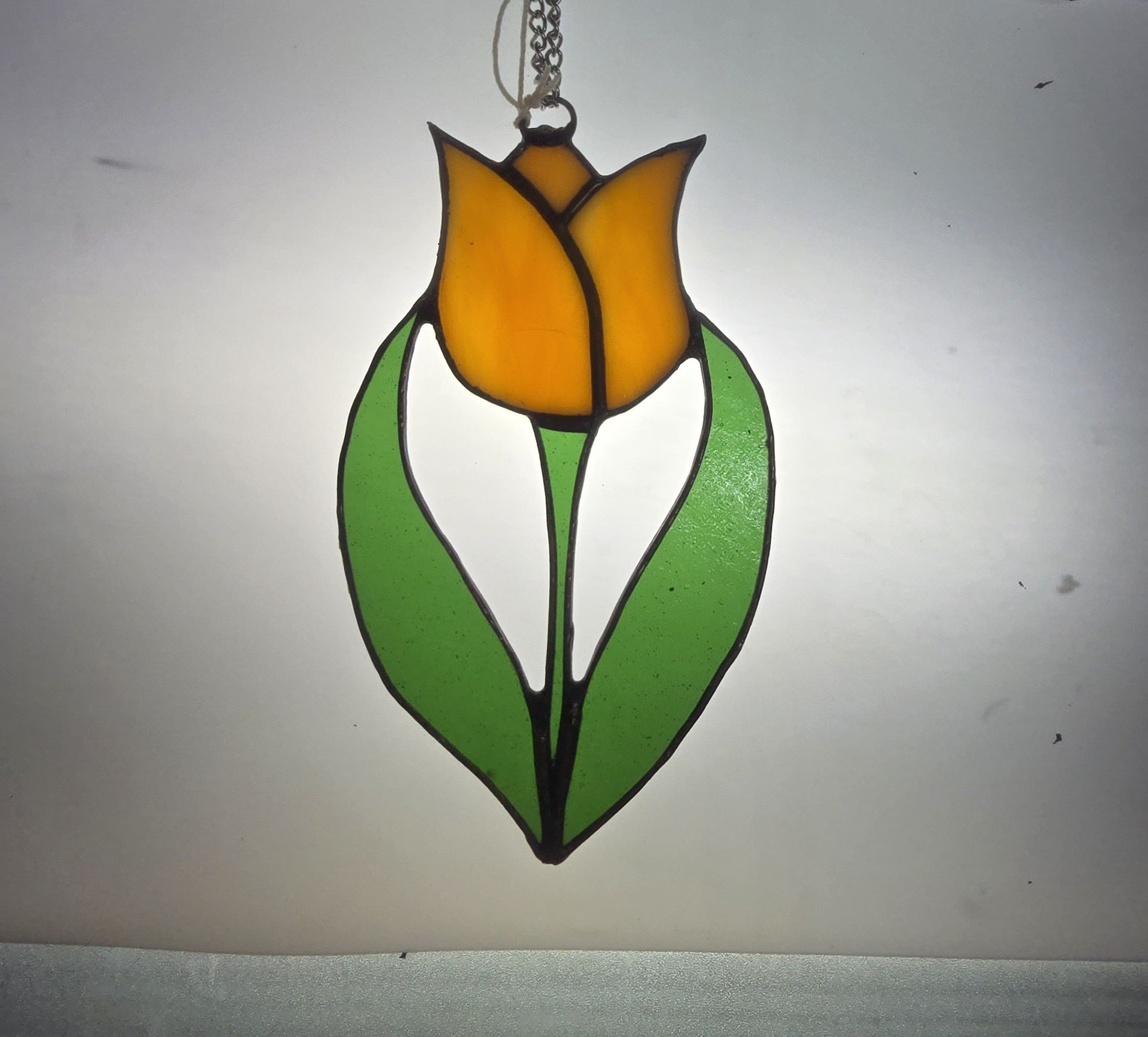 Orange Tulip â€“ Stained Glass Suncatcher