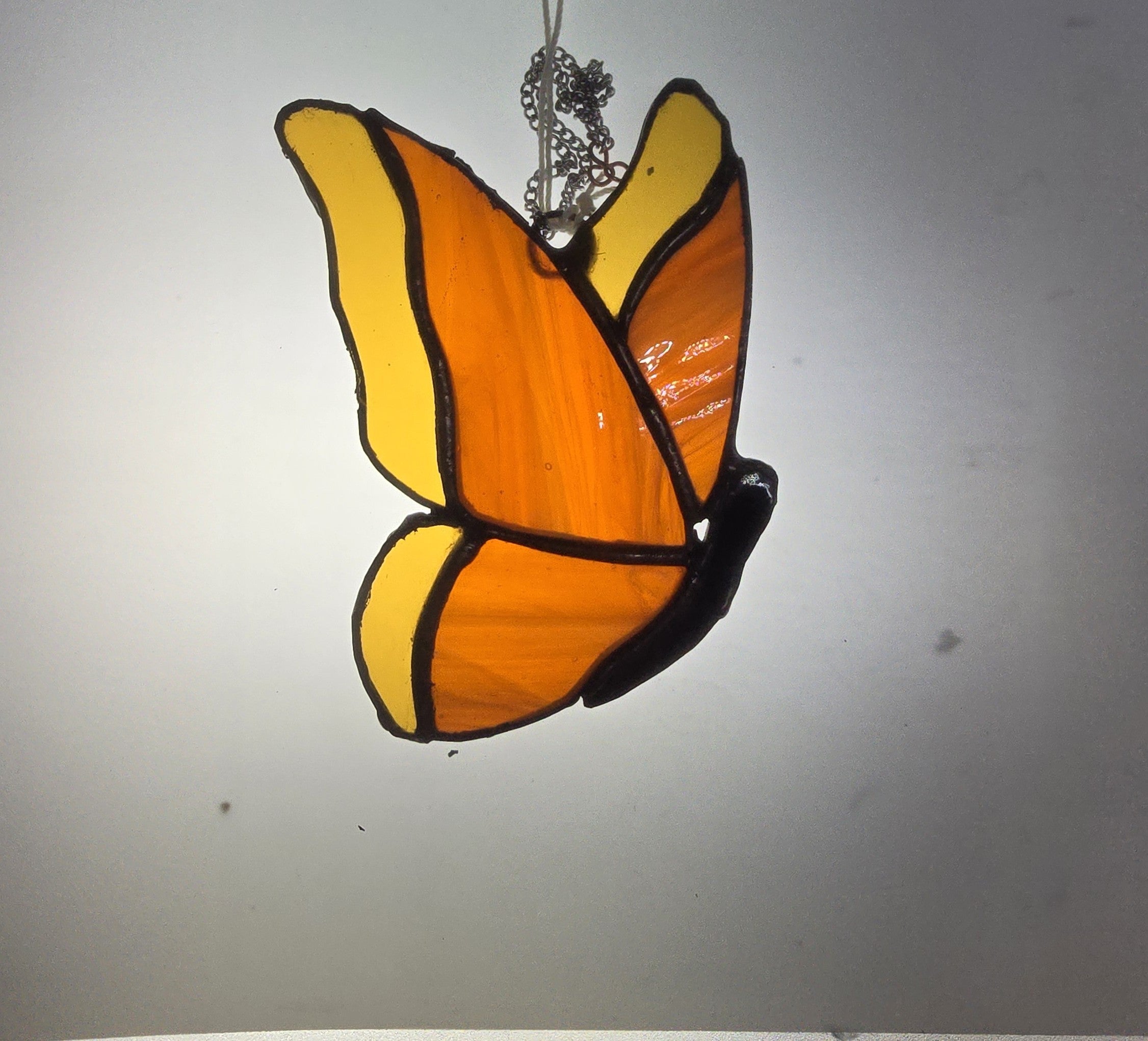 Orange & Yellow Butterfly â€“ Stained Glass Suncatcher
