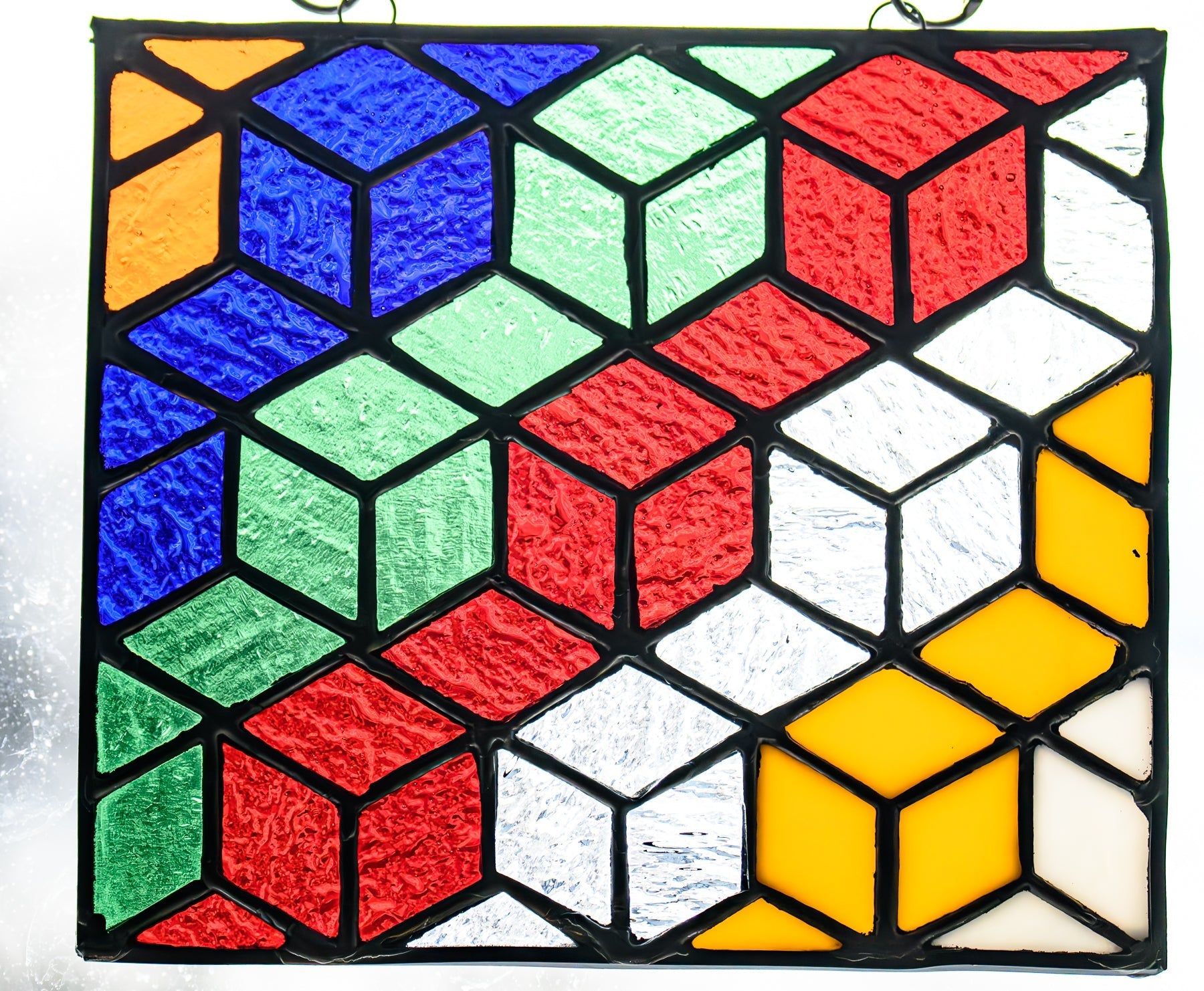Handmade stained glass Squares and Diamonds and Trapezoids - Oh My by Through The Pane Studios