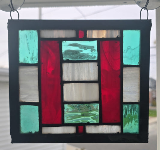 Handmade stained glass Red, Green & White Stained Glass by Through The Pane Studios