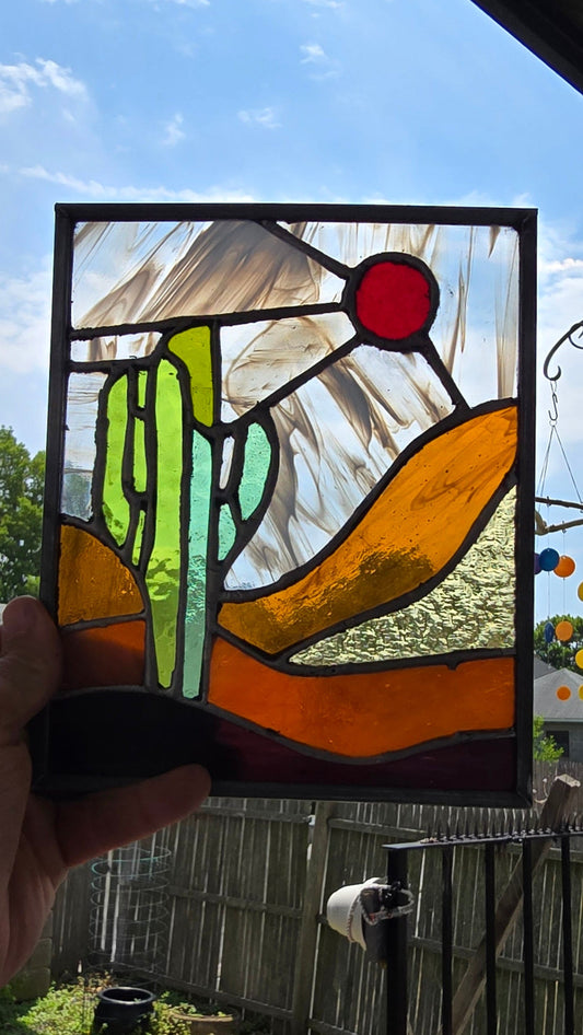 Handmade stained glass Southwestern Sunset by Through The Pane Studios
