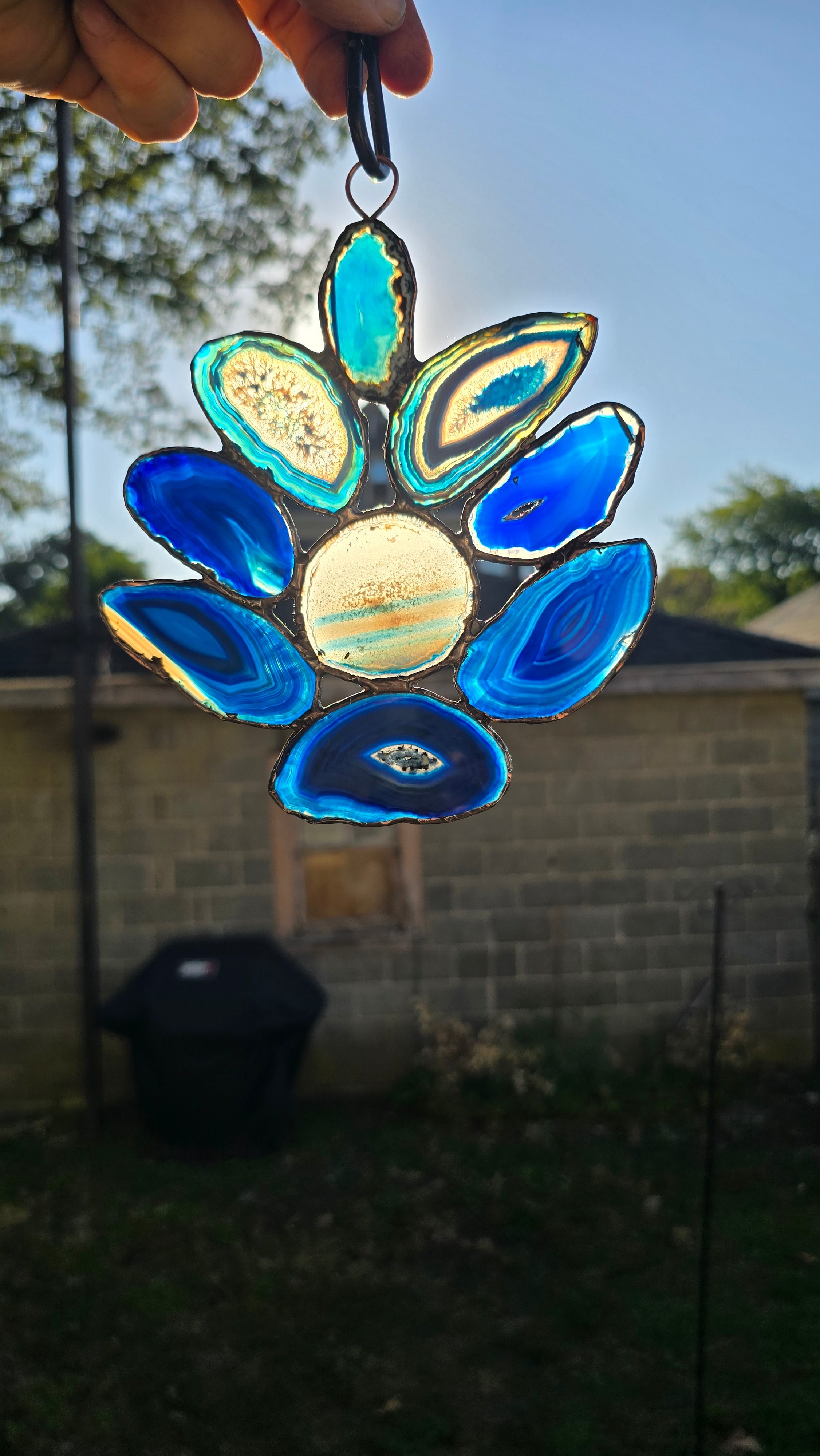 Agate Blossom Ornament â€“ Blue