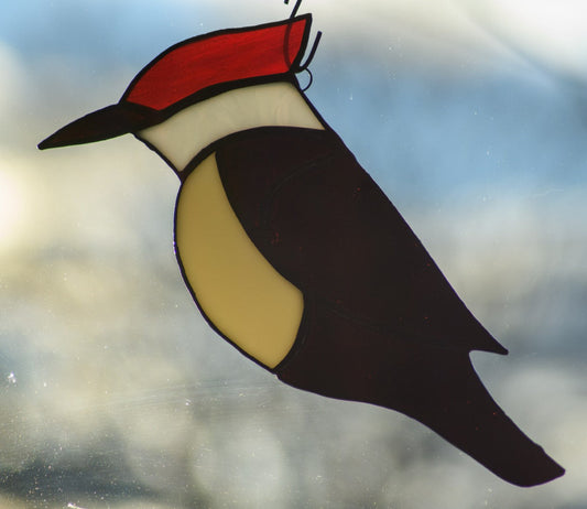 Handmade stained glass Wookpecker _ Pileated by Through The Pane Studios