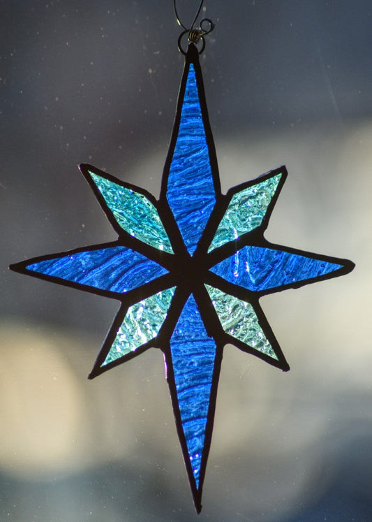 Handmade stained glass Shades of Blue - Star Suncatcher by Through The Pane Studios
