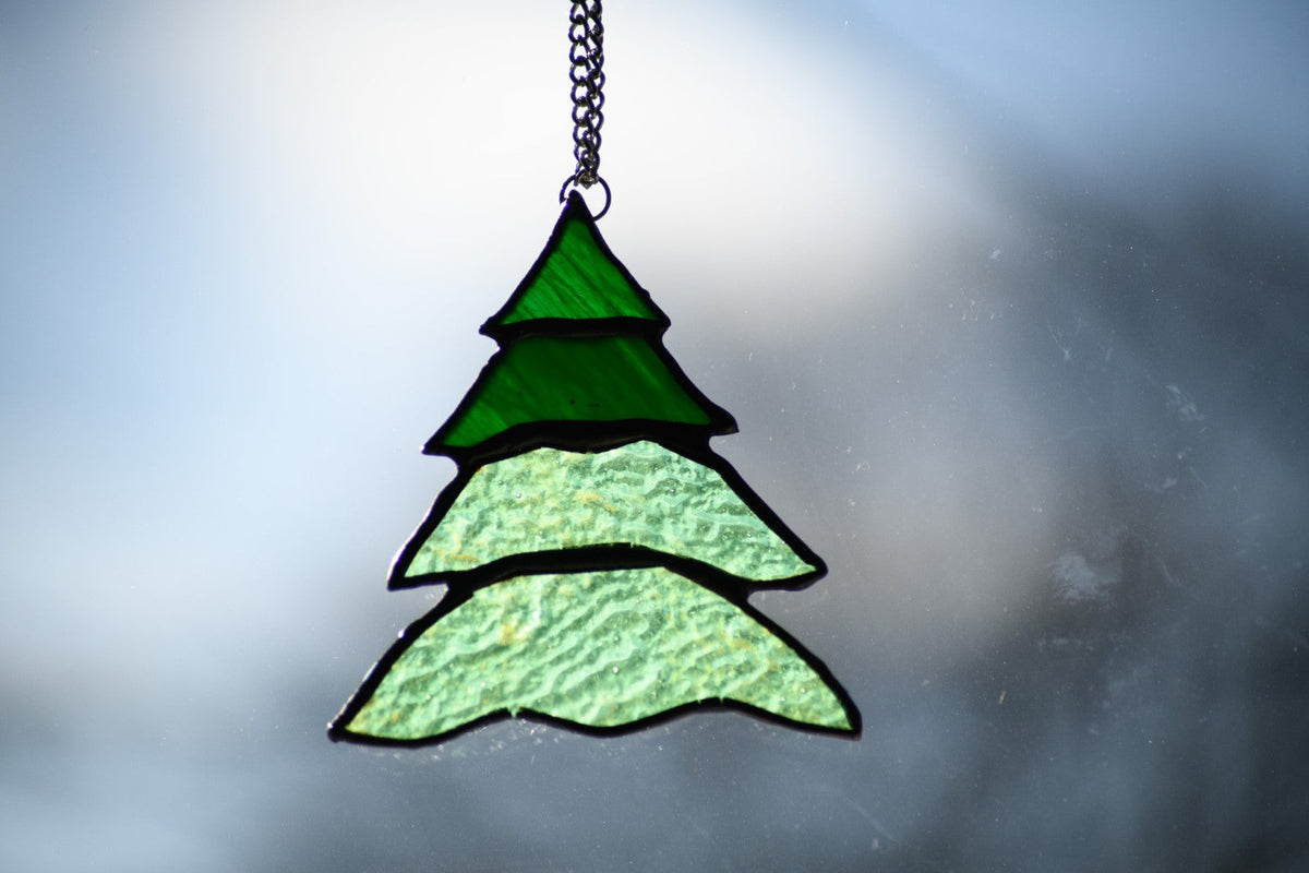 Handmade stained glass Christmas Three by Through The Pane Studios