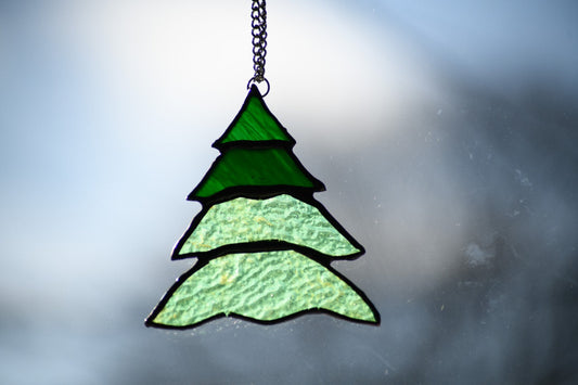 Handmade stained glass Christmas Three by Through The Pane Studios