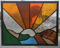 Handmade stained glass Sunburst - Horizon, clear sun by Through The Pane Studios