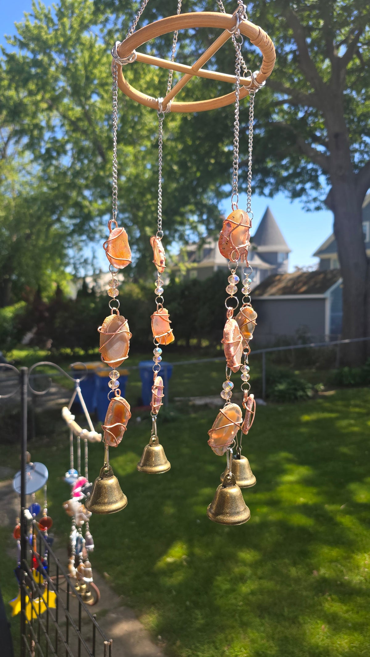 Handmade stained glass Wind Chimes - Natural Agate by Through The Pane Studios