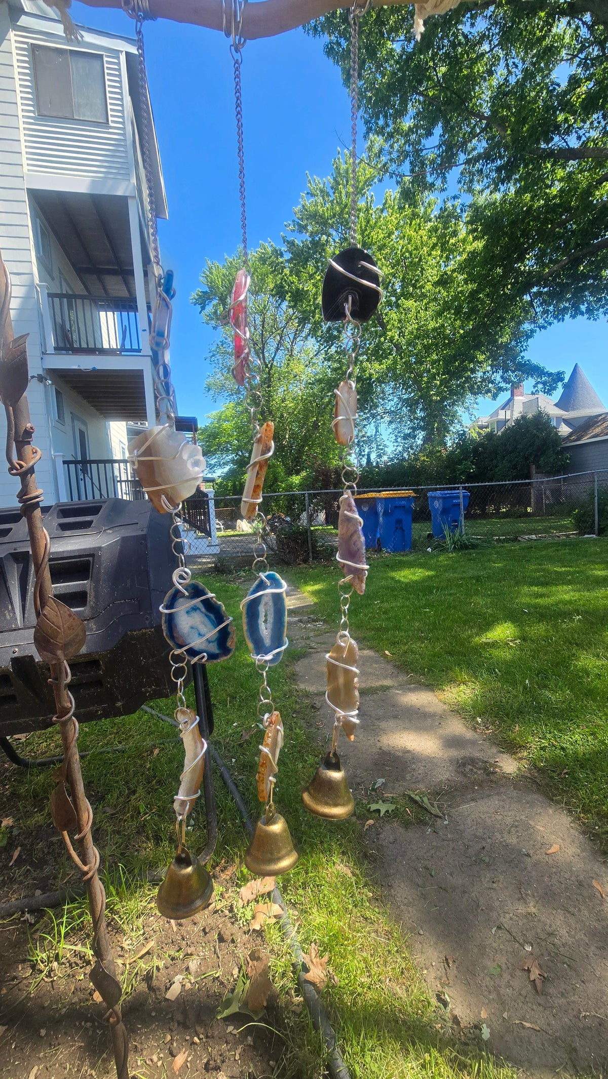 Handmade stained glass Wind Chimes - Agate by Through The Pane Studios