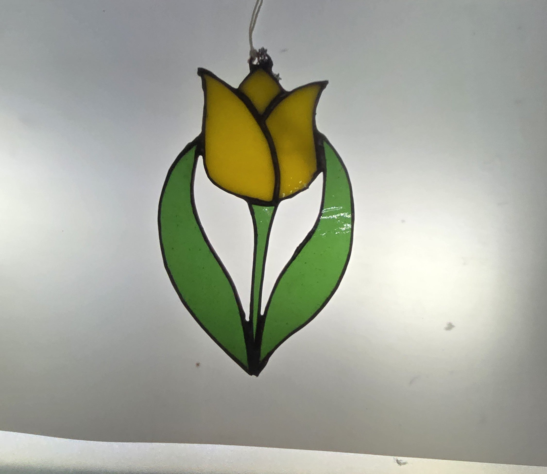 Yellow Tulip â€“ Stained Glass Suncatcher