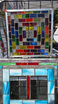 Handmade stained glass Stained Glass Panel Geometric 90+ Pieces by Through The Pane Studios