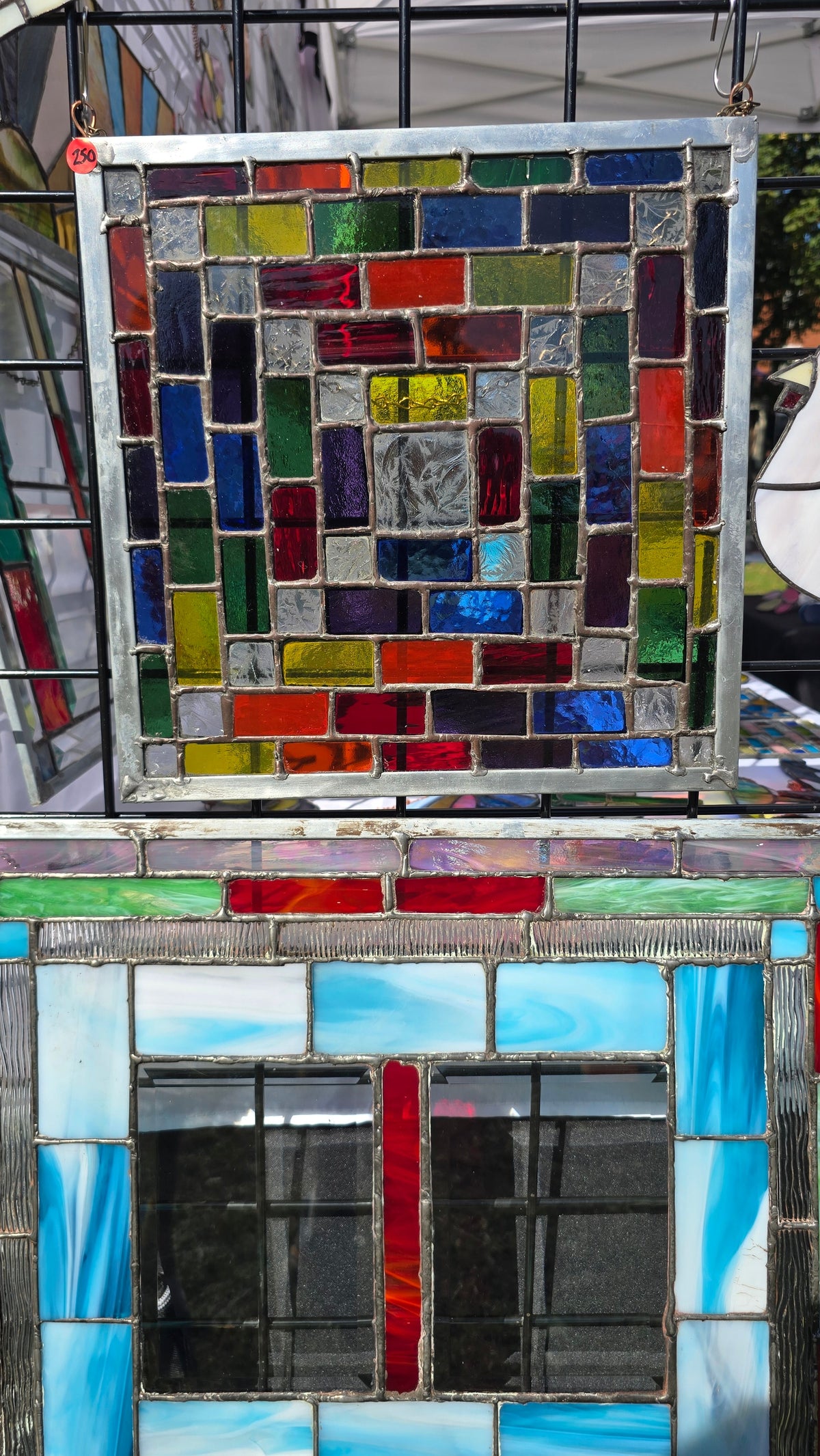 Handmade stained glass Stained Glass Panel Geometric 90+ Pieces by Through The Pane Studios