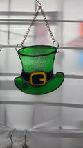 Handmade stained glass St. Patrick's Day Hat by Through The Pane Studios