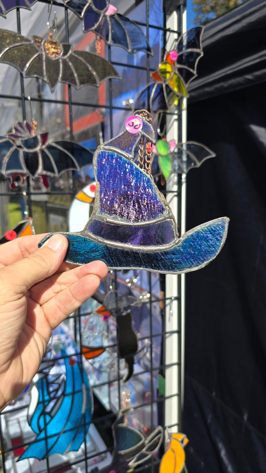 Handmade stained glass Witch Hat by Through The Pane Studios