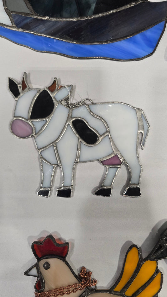 Handmade stained glass Cow by Through The Pane Studios