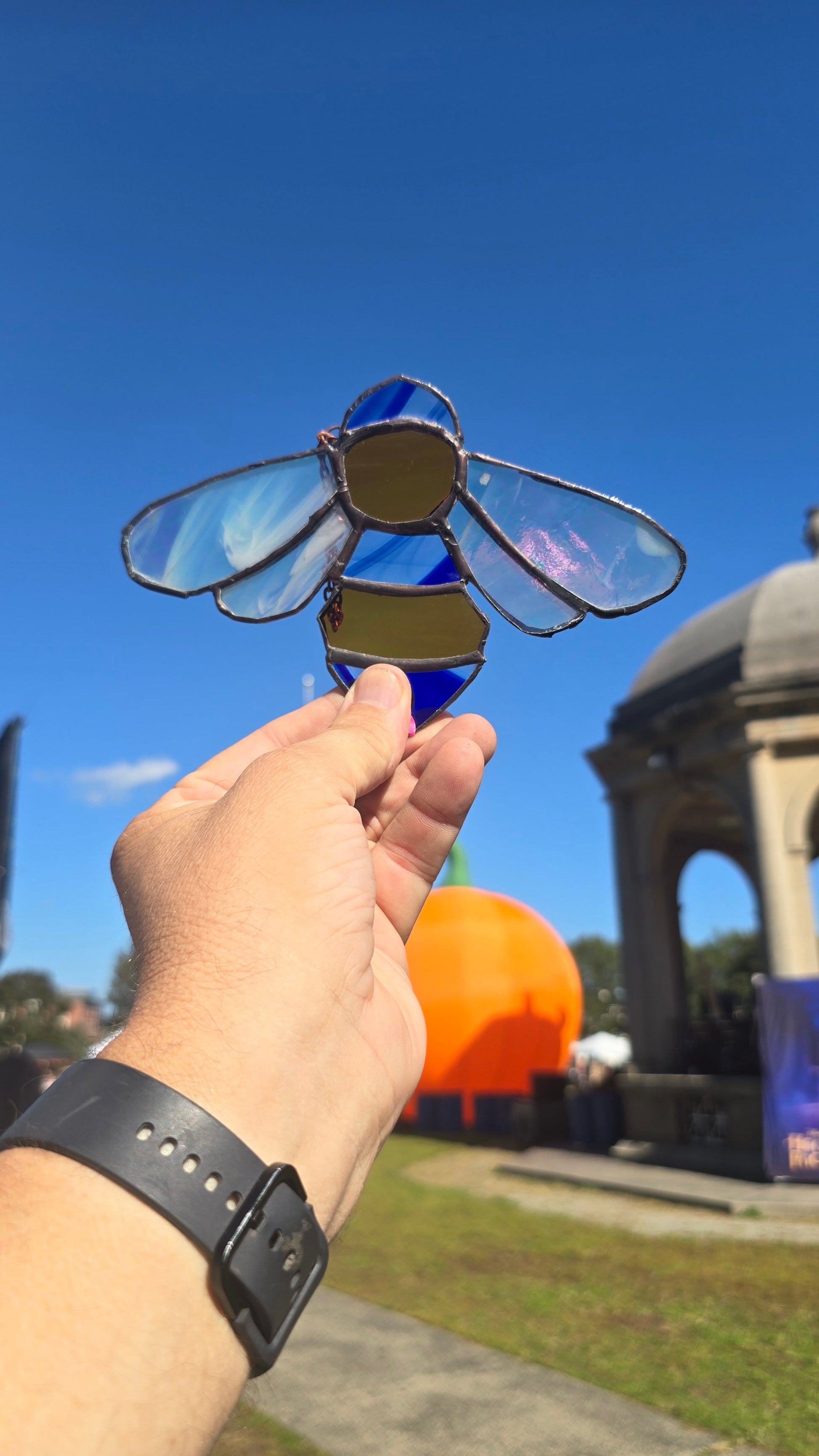 Handmade stained glass Bee by Through The Pane Studios