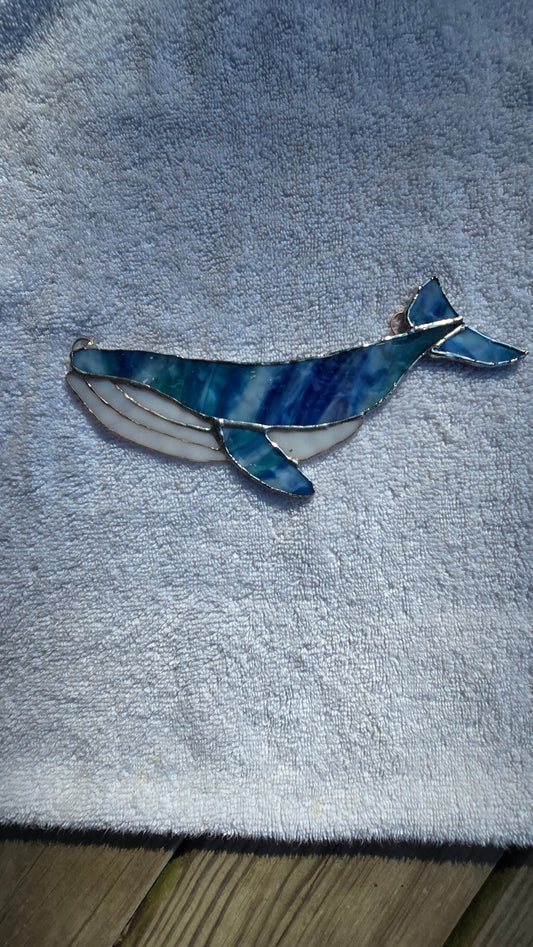 Handmade stained glass Humpback Whale by Through The Pane Studios